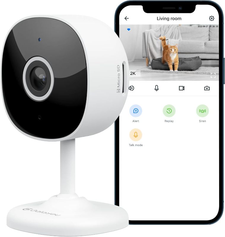 Photo 1 of WiFi Camera 2K, Galayou Indoor Home Security Cameras for Baby/Elder/Dog/Pet Camera with Phone app,24/7 SD Card Storage,Works with Alexa & Google Home G7
