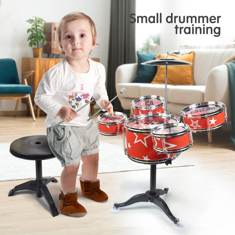 Photo 1 of Rock Jazz Drum Set for Kids.Mini Drum Set for Music Enlightenment,Ideal Gift Toy for Kids, Teens, Boys & Girls
