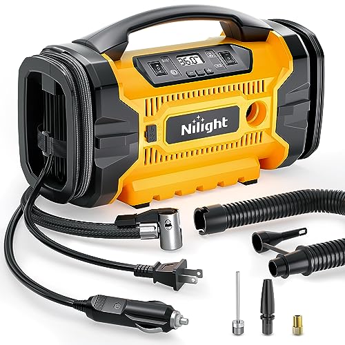 Photo 1 of Nilight Portable Air Compressor Tire Inflator AC/DC Dual Power Sources Tire Pump 160PSI Dual Motors Fast Inflate Auto Shutoff Air Pump for Cars&Inflat

