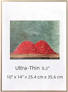 Photo 1 of 10x14 Picture Frame Ultra-Thin Aluminum Alloy Photo Poster Frame Display Pictures 8.5x11 with Mat or 10x14 Without Mat,Gold