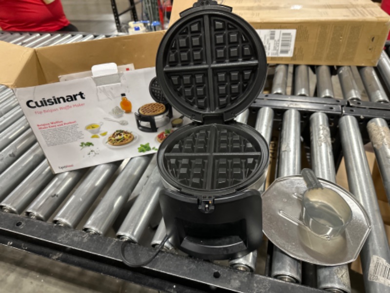 Photo 1 of Cuisinart WAF-F30 Round Flip Belgian Waffle Maker, Black/Silver, 1 inch thick