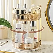 Photo 2 of 360 Rotating Makeup Organizer Countertop Vanity Perfume Skincare Organizers, Bathroom Organizer Countertop Dresser cosmetic makeup Organizers and Storage make up organizers for counter Spinning (Gold)
