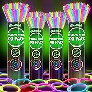 Photo 1 of 400 Ultra Bright Glow Sticks Bulk - Halloween Glow in The Dark Party Supplies Pack - 8" Glowsticks Easter Party Favors with Bracelets and Necklaces
