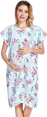 Photo 1 of 100% Cotton Labor and Delivery Gown, Hospital Gown for Newborn Picture, Nursing Clothes S/M