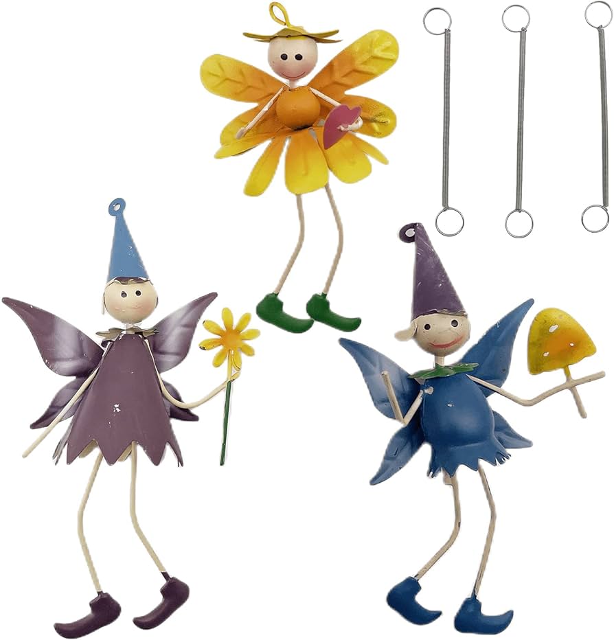 Photo 1 of 2Pcs Cute Fairy Hanging Decoration,Cute Iron Hanging Decoration,Wire Hang Decoration,Fairy Hanging Spring Decoration,Hanging Spring Decorative for Indoor and Garden Patio Yard Window Wall Car Ornament