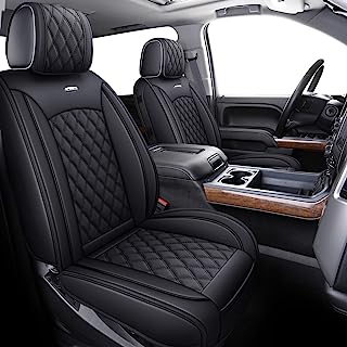 Photo 1 of Aierxuan Seat Covers for Truck Chevy Chevrolet Silverado GMC Sierra Pickup 2007-2023 1500 2500HD 3500HD Trail Boss Z71 Crew Double Extended Cab Waterproof Leather Protectors (Full Set, Black) Full Set/Black