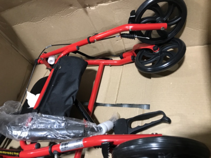 Photo 2 of Drive Medical 10257RD-1 Four Wheel Rollator with Fold Up Removable Back Support, Red