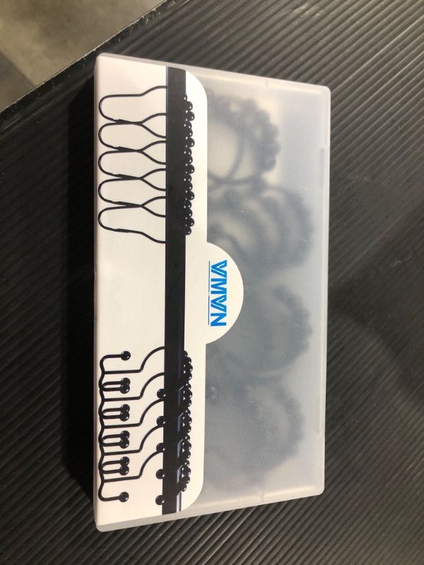 Photo 1 of VMVN Shower Curtain Hooks Rings, Rust Resistant Shower Curtain Rings Metal Hook Double Glide Rollers, Shower Hooks for Bathroom Shower Curtain Rods,Set of 12 Black Style B