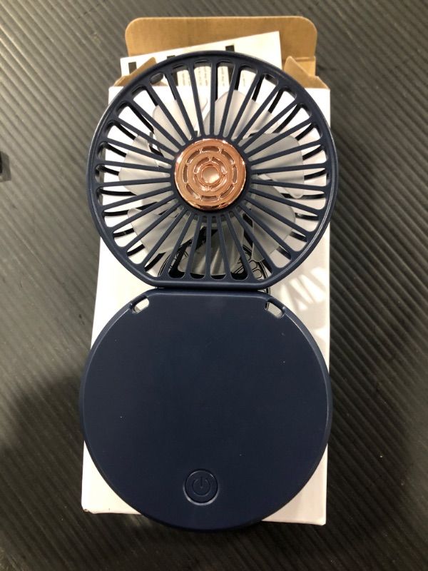 Photo 2 of 1 Set USB Fan Foldable 180-Degree Adjustment Strong Wind Force 3 Gears Cool Rechargeable 3 in 1 Table Fan Daily Life Supply Dark Blue