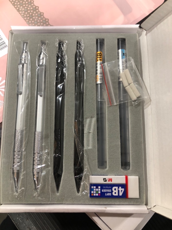 Photo 2 of JIMMIDDA Mechanical Pencil 0.5, 0.7mm 2 Sizeswith Mechanical Pencils Set Eraser and HB Lead Refills, 7Piece Kit Metal Automatic Pencils .Drawing, Sketching, (Sliver Black, 0.5 0.7)