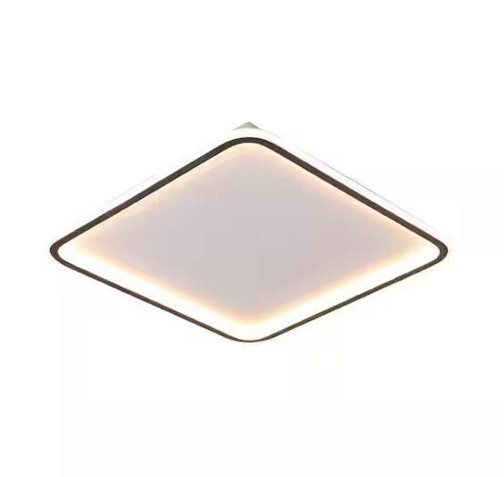 Photo 1 of 20 in. 1-Light White Modern Square Dimmable Selectable LED Flush Mount Ceiling Light with Remote
