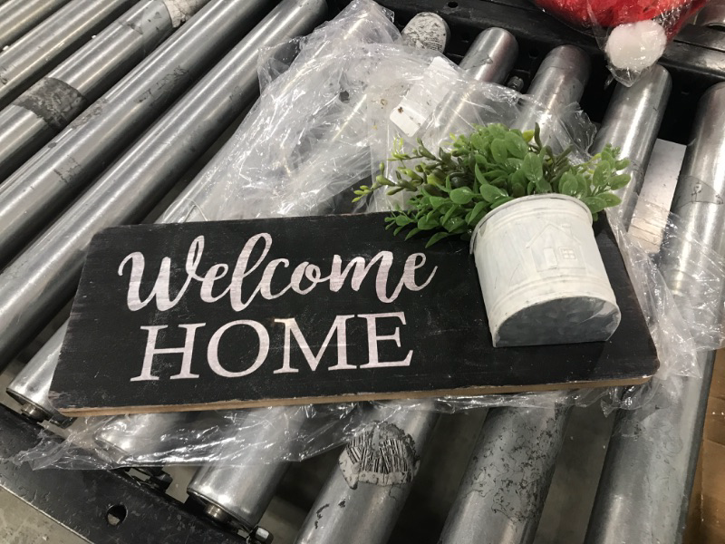 Photo 2 of ''Welcome Home'' Sign with Greenery in Vase - 15.5 x 6 Inches