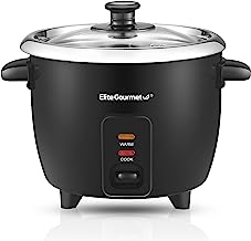 Photo 1 of Elite Gourmet ERC006SS 6-Cup Electric Rice Cooker with 304 Surgical Grade Stainless Steel Inner Pot, Makes Soups, Stews, Porridges, Grains and Cereals, 6 cup (3 cups uncooked), Black
