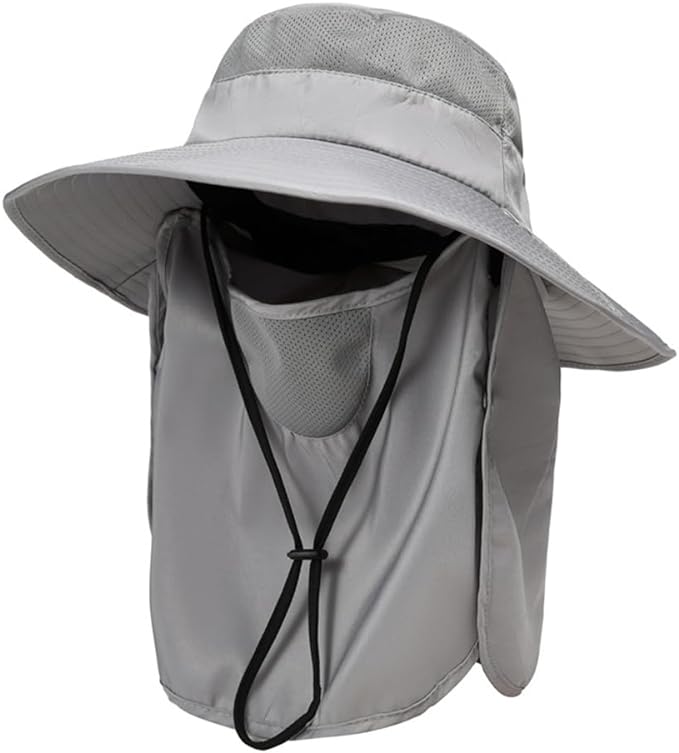 Photo 1 of Fishing Hat for Men Women, Outdoor Sun Hat UPF50+ Mesh Wide Brim Fishing Hat with Neck Flap 