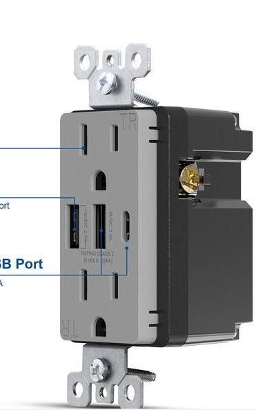 Photo 1 of 30-Watt 15 Amp 3-Port Type C and Dual Type A USB Duplex USB Wall Outlet (2pack)