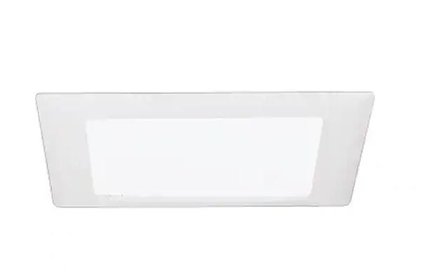 Photo 1 of 9 in. White Recessed Ceiling Light Square Trim with Glass Albalite Lens
