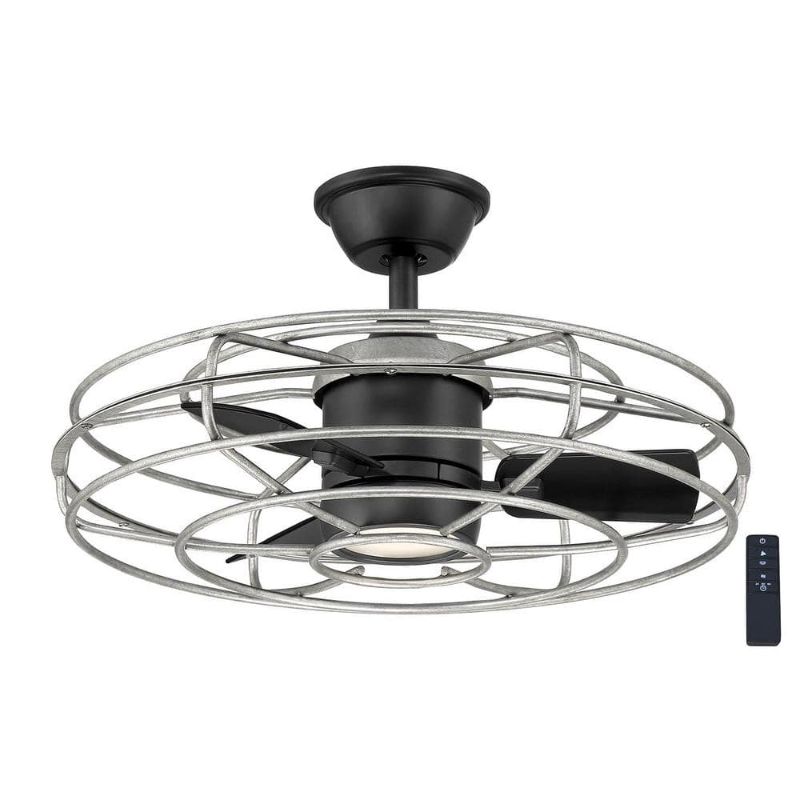 Photo 1 of Home Decorators Collection Heritage Point 25 in. Integrated LED Indoor/Outdoor Galvanized Ceiling Fan with Light and Remote Control
