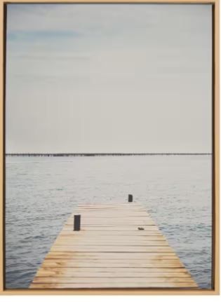 Photo 1 of Sylvie "Standing on the Dock" by Laura Evans Framed Canvas Wall Art 23 in. x 33 in.
