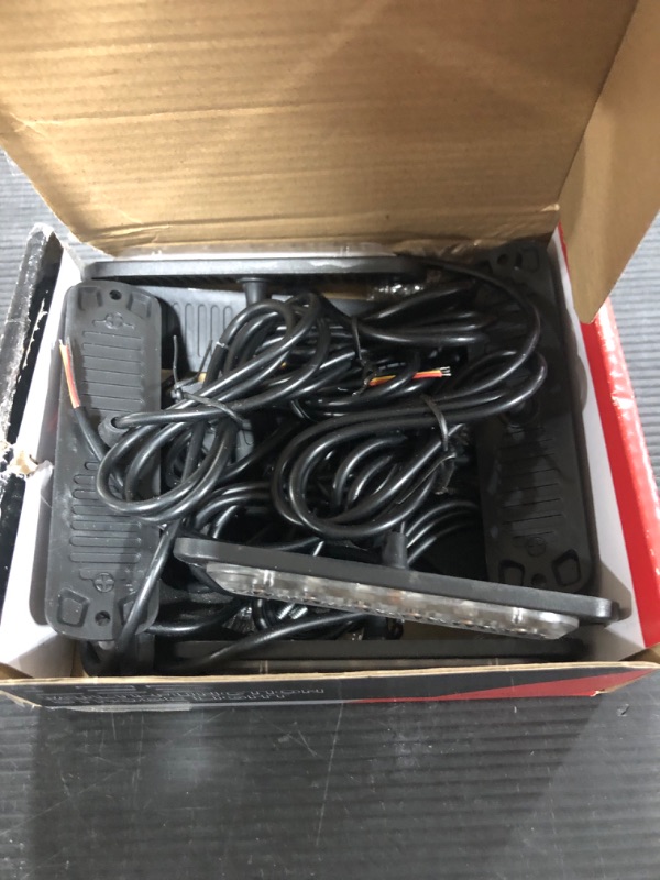 Photo 1 of DIBMS LED Strobe Warning Lights, 8X Amber Yellow LED Strobe Warning Emergency Flashing Light Caution Construction Hazard Light Bar for Car Truck Van Off Road Vehicle ATV SUV Surface Mount