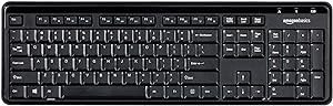 Photo 1 of Amazon Basics 2.4GHz Wireless Keyboard Quiet and Compact US Layout (QWERTY), Black