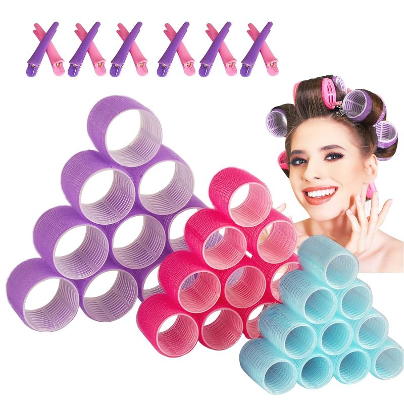 Photo 1 of Jumbo Size Hair Rollers set, 3 size-36 Pack Self Grip Hair Curlers, Jumbo Size Rollers for Hair Salon Curlers ,Hair Styling for Women and Kids 