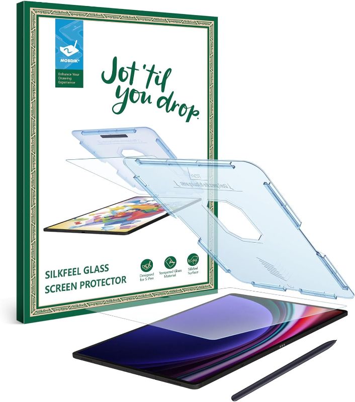 Photo 1 of MOBDIK Silkfeel Glass [EZ Kit] Screen Protector Compatible with Galaxy Tab S9 Ultra / S8 Ultra (14.6 inch, 2023/2022) [Tempered Glass] [Automatic Alignment] [Compatible with S-Pen]
