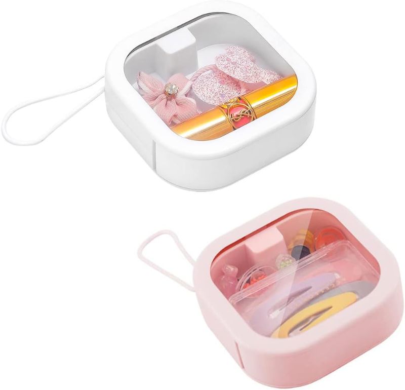 Photo 1 of 2 Pack Hair Tie Organizer Hair Accessories Container Travel Q-Tips Holder Cotton Swab Holder Hair Clip Container Jewelry Holder Box Small Items Organizer 