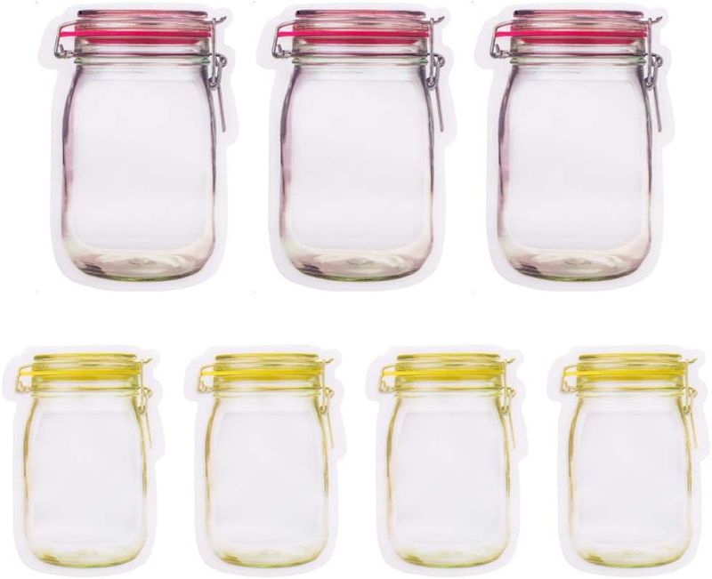 Photo 1 of 20 Pack Reusable Mason Jar Bottles Bags Cookie Jar Purse Food Storage Zip Lock Bags Kitchen Organizer Snacks, Bread, Cookies, Fresh Food Saver for Household Travel Camping, 10 Large & 10 Medium 