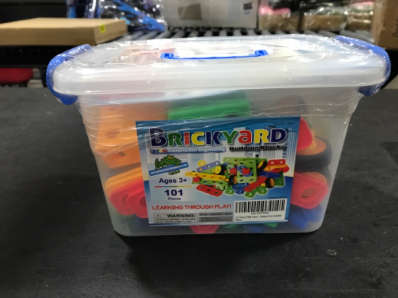 Photo 2 of Brickyard Building Blocks STEM Toys - Educational Building Toys for Kids Ages 4-8 with 101 Pieces, Tools, Design Guide and Toy Storage Box, Gift for Boys & Girls