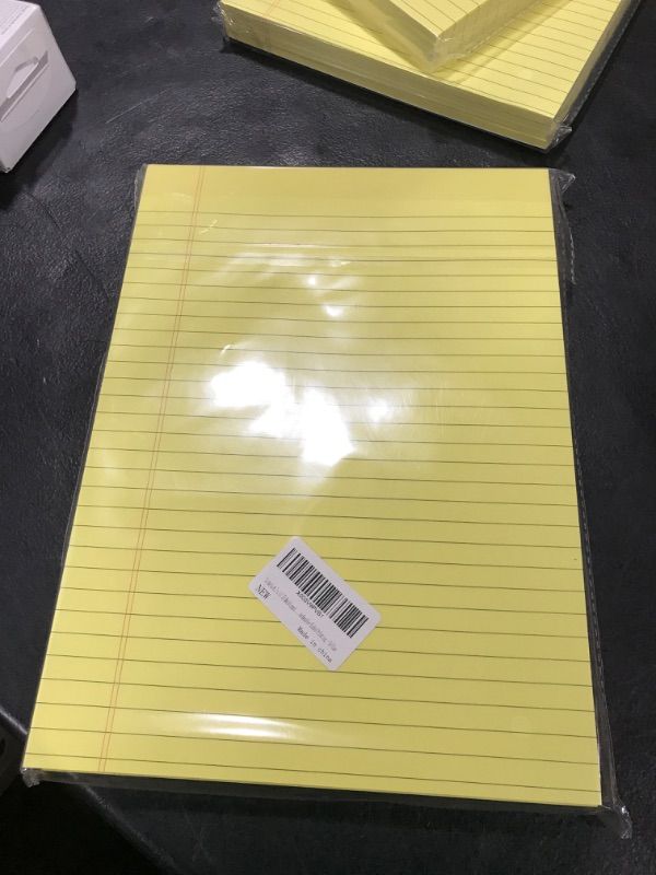 Photo 2 of 8.5 x 11.75 Inch Legal Pads 4 Pack Note Pads 30 Lines Glue Top Notepad with 50 Sheets Double-Sided Printing Writing Pad Yellow 100gsm Thick Paper Legal Pad 9mm Wide Ruled Note Pad with Hardback