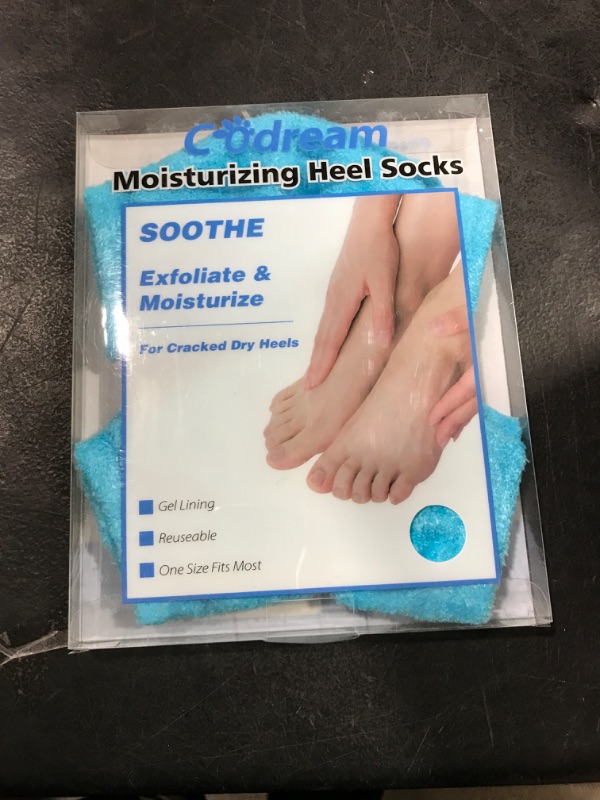 Photo 2 of Codream Moisturizing Heel Gel Socks: Heal Dry Cracked Heel Treatment Overnight Pedicure Foot Spa Sock | 2 Pairs Soft Silicone Moisturizer Sleeve to Repair Callus Rough Heel A6-2 Pairs Fuzzy Blue