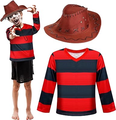 Photo 1 of Foaincore 2 Pcs Kids Halloween Killer Costume Horror Movie Evil Devil Costume Include Sweater and Hat for Kids. Size L