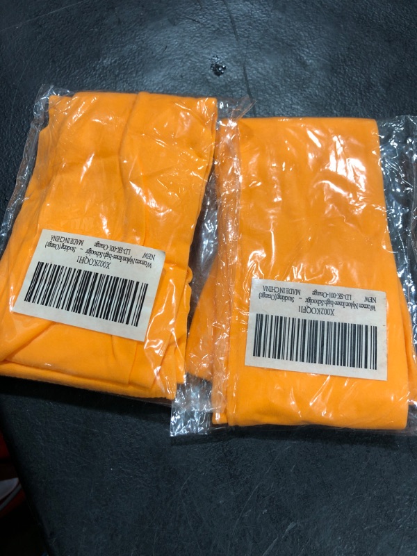 Photo 1 of 2 COUNT- Lastclream Women Cosplay Thigh High Stockings for Girls 80D Semi Opaque Over Knee Stockings Orange