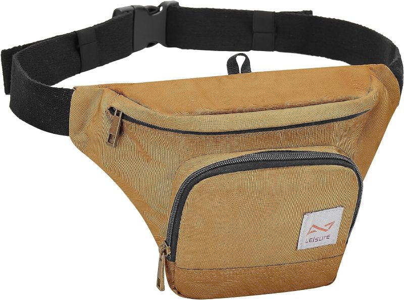 Photo 1 of 2 COUNT Fanny pack for men women, Adjustable waist pack, Mens purse, Easy carry wallet, Belt bag for running, hiking, cycling, travel, gym, Casual crossbody waist pack, Suitable for most sizes Phones,brown 