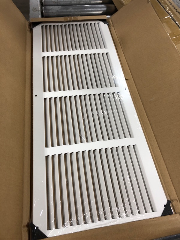 Photo 2 of 24"W x 8"H [Duct Opening Measurements] Steel Return Air Grille | Vent Cover Grill for Sidewall and Ceiling, White | Outer Dimensions: 25.75"W X 9.75"H for 24x8 Duct Opening 24"W x 8"H [Duct Opening]