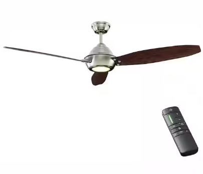 Photo 1 of Aero Breeze 60 in. Integrated LED Indoor/Outdoor Brushed Nickel Ceiling Fan with Light Kit and Remote Control