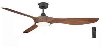 Photo 1 of Marlon 66 in. Integrated LED Indoor Natural Iron Ceiling Fan with Light and Remote Control 