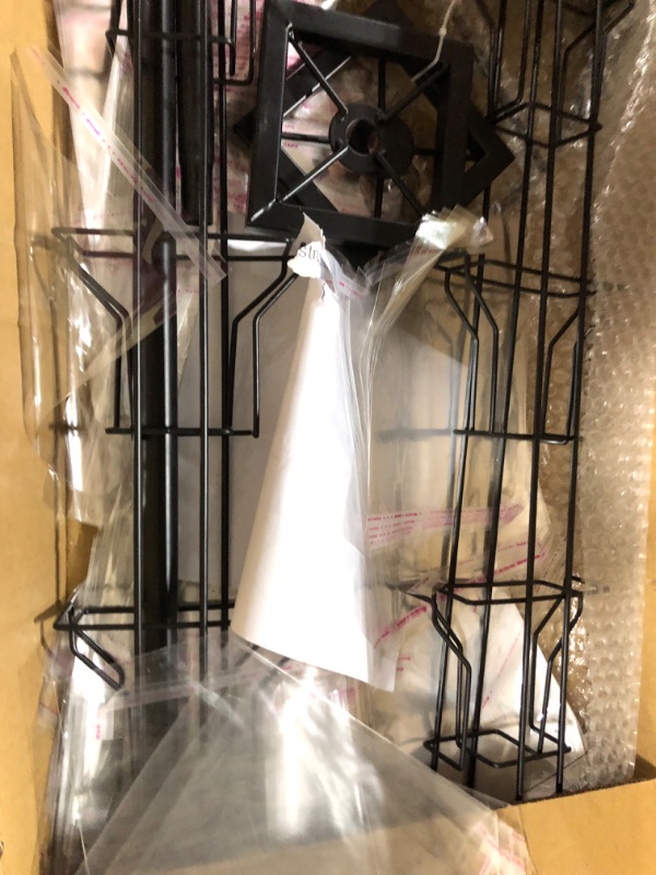 Photo 2 of 20 Pockets Countertop Greeting Card Display Rack with 200 Cellophane Bags Plastic Clear Cello Bags 5 Tier Metal Rotating Card Display Stand Spinning Postcard Rack for Thrift Retail Grocery(Black)