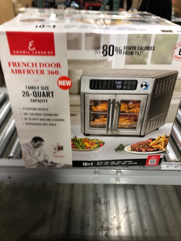Photo 2 of Emeril Lagasse 26 QT Extra Large Air Fryer, Convection Toaster Oven with French Doors, Stainless Steel
UP TO 500 DEGREES GRILLING AND SEARING
DISH WASHER SAFE PARTS
TESTED 