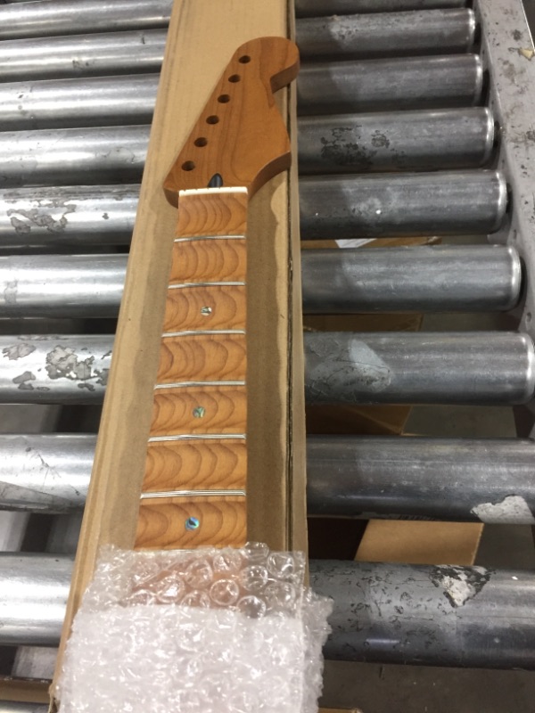 Photo 4 of 22-fret ST Electric Guitar Neck Canadian Roasted Maple, Full Scalloped Fingerboard Inlaid Colorful Shells, Beef Bone Nut