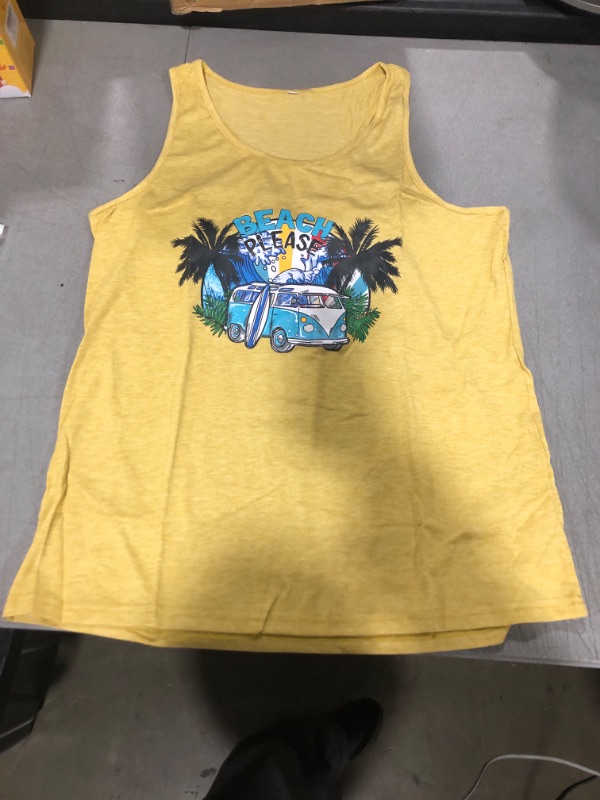 Photo 2 of LHBNK Beach Tank Tops for Women Beaches Sleeveless Shirts Summer Hawaiian Vacation Casual Shirts Vest Small Yellow