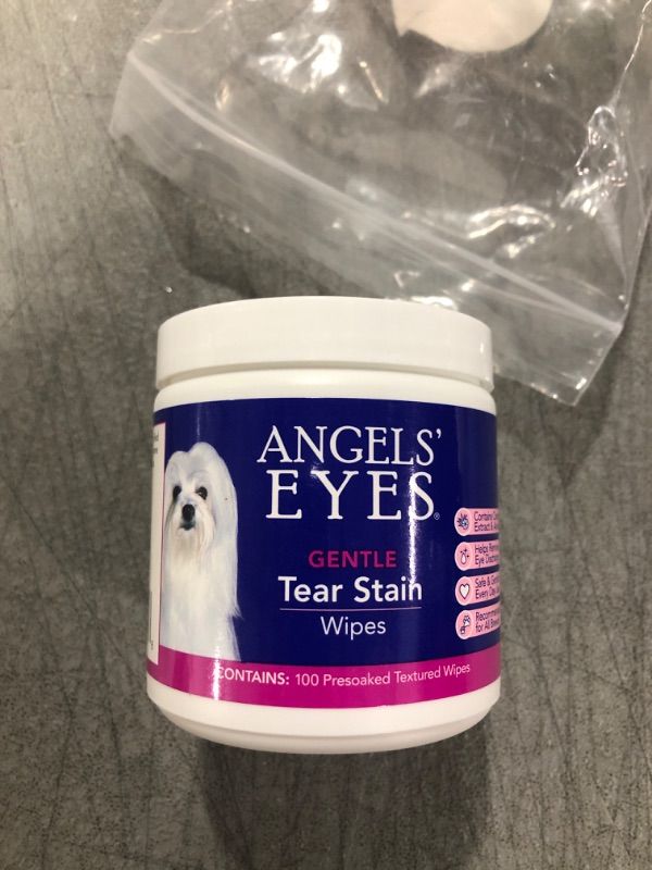 Photo 2 of Angels’ Eyes Gentle Tear Stain Wipes for Dogs and Cats | 100 ct Presoaked & Textured Eye & Face Wipes | Remove Discharge & Mucus Secretions