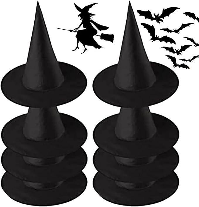 Photo 1 of 8 Pcs Witch Hats,Witch Hat,Black Witch Hat,Halloween Black Witch Hat,Suitable for Role-Playing or Party Decoration,Decoration of Large Halloween Party Supplies