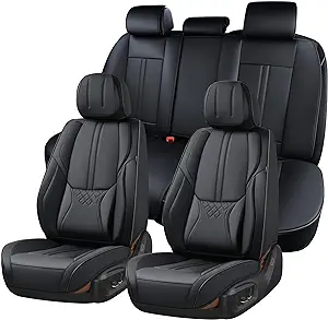 Photo 1 of BWTJF Black Car Seat Covers Full Set, Universal Front and Rear Seat Covers for Cars, Waterproof Leather Auto Seat Protectors Airbag Compatible, Car Seat Cushions Fit for Most Sedans SUV Pick-up Truck