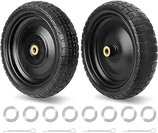 Photo 1 of (2-Pack) 13‘’ Tire for Gorilla Cart - Solid Polyurethane Flat-Free Tire and Wheel Assemblies - 3.15” Wide Tires with 5/8 Inch Axle Borehole and 2.1” Hub 13“ Wheels -2 Pack