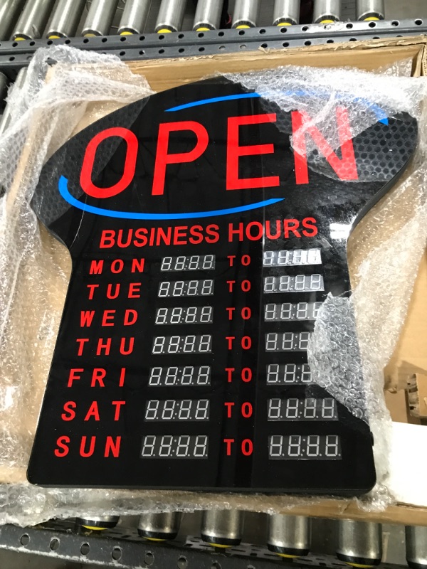 Photo 2 of Kanayu LED Business Open Sign Large Electronic Programmable Store Hours Sign with Instructions, 23.6 x 16.7 x 0.8 inches, Red and Black