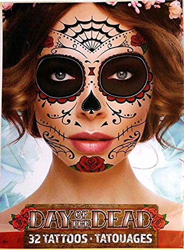 Photo 1 of 10pk of day of the dead face tattoos 