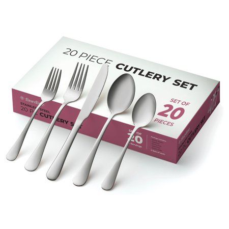 Photo 1 of 20-Piece Stainless Steel Silverware Set - Attractive Mirror Finished Flatware Set - Serving for 4 Classic Cutlery Set for Home/Restaurant - Includes
