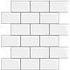 Photo 1 of 10-Sheet Peel and Stick Backsplash Tile Wall Sticker, Subway Tile, Stick on Tiles Backsplash for Kitchen & Bathroom, White with Grey Grout 12"x12" (Thicker Design)
