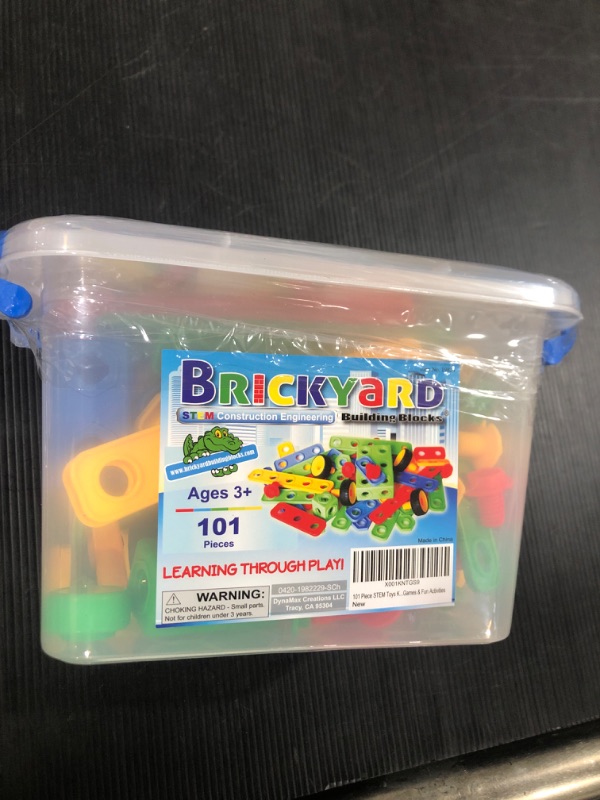 Photo 2 of Brickyard Building Blocks STEM Toys - Educational Building Toys For Kids Ages 4-8 With 101 Pieces, Tools, Design Guide And Toy Storage Box, Gift For Boys & Girls
